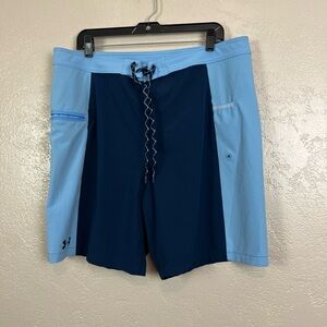 Under Armour‎ Board Shorts Mens 38 Blue Drawstring Tie Quick Dry Beach Surf
